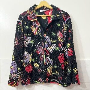 Vintage Patchington L Razor Cut Floral Fairy Grunge Whimsigoth Long Sleeve Top